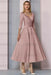 Dusty Rose Half Sleeves Satin Wedding Guest Dress Ankle Length Mother of the Bride Dress - Prom Dresses