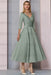 Sage Half Sleeves Satin Wedding Guest Dress Ankle Length Mother of the Bride Dress - Prom Dresses