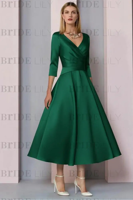 Satin Mother of the Bride Dress with Sleeves On Sale-Bridelily Satin Mother of the Bride Dress with Sleeves On Sale-Bridelily