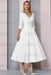 White Half Sleeves Satin Wedding Guest Dress Ankle Length Mother of the Bride Dress - Prom Dresses