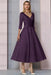 Grape Half Sleeves Satin Wedding Guest Dress Ankle Length Mother of the Bride Dress - Prom Dresses