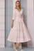 Pearl Pink Half Sleeves Satin Wedding Guest Dress Ankle Length Mother of the Bride Dress - Prom Dresses