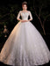 Simple Wedding Dress Eric White Ball Gown Jewel Neck Half Sleeves Applique Long Bridal Dresses