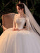 Simple Wedding Dress Eric White Ball Gown Jewel Neck Half Sleeves Applique Long Bridal Dresses