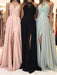 A-Line/Princess Halter Applique Sleeveless Ruched Sweep/Brush Train Chiffon Dresses - Prom Dresses