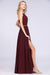 Bridelily Chic Burgundy Halter Long Backless Bridesmaid Dress with Beadings