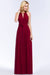 Halter Chiffon Aline Bridesmaid Dress with Sash Elegant Floor Length Formal Dress - Burgundy / US 2 - Prom Dresses