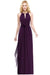 Halter Chiffon Aline Bridesmaid Dress with Sash Elegant Floor Length Formal Dress - Grape / US 2 - Prom Dresses