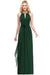 Halter Chiffon Aline Bridesmaid Dress with Sash Elegant Floor Length Formal Dress - Dark Green / US 2 - Prom Dresses