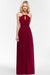 Bridelily Burgundy Spaghetti Straps Long Bridesmaid Dress with Beading Sash