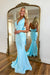 Halter Sleeveless Backless Mermaid Long Prom Dress With Bowknot