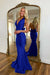 Halter Sleeveless Backless Mermaid Long Prom Dress With Bowknot