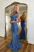 Halter Sleeveless Backless Mermaid Long Prom Dress With Bowknot