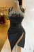 Halter Ruffles Satin Tight Short Homecoming Dress with Beadings Black