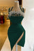 Halter Ruffles Satin Tight Short Homecoming Dress with Beadings Dark Green