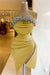Halter Ruffles Satin Tight Short Homecoming Dress with Beadings Yellow
