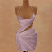 Dusty Pink Halter Satin Short Homecoming Dress Beadings Sheath Prom Dress with Lace
