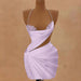 Lilac Halter Satin Short Homecoming Dress Beadings Sheath Prom Dress with Lace
