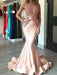 Trumpet/Mermaid Halter Satin Sleeveless Applique Sweep/Brush Train Dresses - Prom Dresses