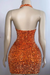 Halter Orange Sequined Homecoming Dress Tight Short Prom Dress