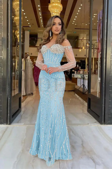 Sweetheart Prom Dress with Long Sleeves On Sale-Bridelily