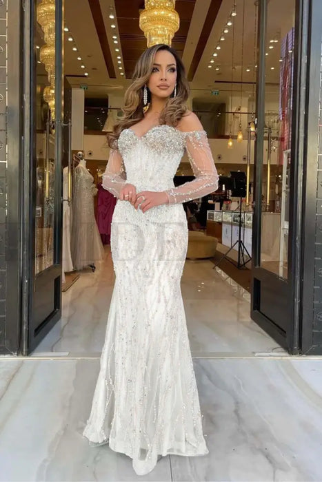Sweetheart Prom Dress with Long Sleeves On Sale-Bridelily
