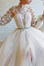 High Collar Mermaid Evening Dress With Flowers Split White Long Sleeves