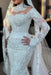 High Neck Empire Lace Mermaid Wedding Gown With Long Sleeves