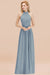 Bridelily Gorgeous High-Neck Halter Backless Bridesmaid Dress Dusty Rose Chiffon Maid of Honor Dress