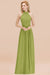 Bridelily Gorgeous High-Neck Halter Backless Bridesmaid Dress Dusty Rose Chiffon Maid of Honor Dress