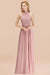 Bridelily Gorgeous High-Neck Halter Backless Bridesmaid Dress Dusty Rose Chiffon Maid of Honor Dress