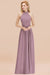 Bridelily Gorgeous High-Neck Halter Backless Bridesmaid Dress Dusty Rose Chiffon Maid of Honor Dress