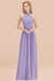 Bridelily Gorgeous High-Neck Halter Backless Bridesmaid Dress Dusty Rose Chiffon Maid of Honor Dress