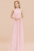 Bridelily Gorgeous High-Neck Halter Backless Bridesmaid Dress Dusty Rose Chiffon Maid of Honor Dress