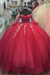 Hot Fuchsia Off-the-Shoulder 3D Floral Quinceanera Dress Sweet 16 Ball Gown with Beadings