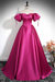 Hot Pink A-Line Pleated Off-The-Shoulder Prom Dress