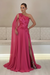 Hot Pink One-Shoulder Sleeveless Chiffon Evening Dresses Long with Side Slit - Prom Dresses