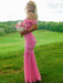 Hot Pink Prom Dress Mermaid Off-Shoulder Sweetheart Pleats Prom Dress Long