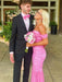 Hot Pink Prom Dress Mermaid Off-Shoulder Sweetheart Pleats Prom Dress Long