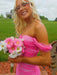 Hot Pink Prom Dress Mermaid Off-Shoulder Sweetheart Pleats Prom Dress Long