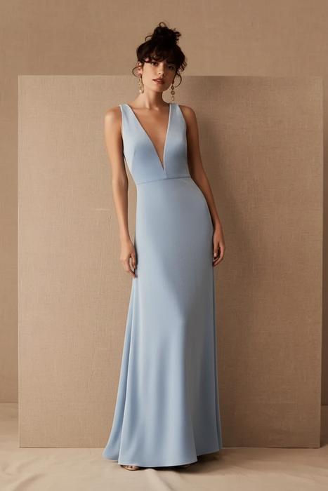 Velour Evening Dress - Ice Blue