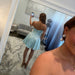 Ice Blue Pearl Corset Homecoming Dress with Off-Shoulder Straps