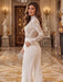 Illusion Floral Lace Mock Neck Wide-Leg Evening Jumpsuit
