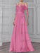Candy Pink illusion lace bodice chiffon mother of the bride a-line dress