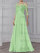 Celadon illusion lace bodice chiffon mother of the bride a-line dress
