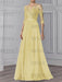 Daffodil illusion lace bodice chiffon mother of the bride a-line dress