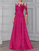 Fuchsia illusion lace bodice chiffon mother of the bride a-line dress