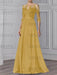 Gold illusion lace bodice chiffon mother of the bride a-line dress
