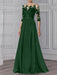 Green Black illusion lace bodice chiffon mother of the bride a-line dress