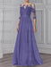 Lavender illusion lace bodice chiffon mother of the bride a-line dress